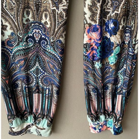 Adrienne sz S teal‎ white deep plunge jumpsuit - Picture 11 of 11